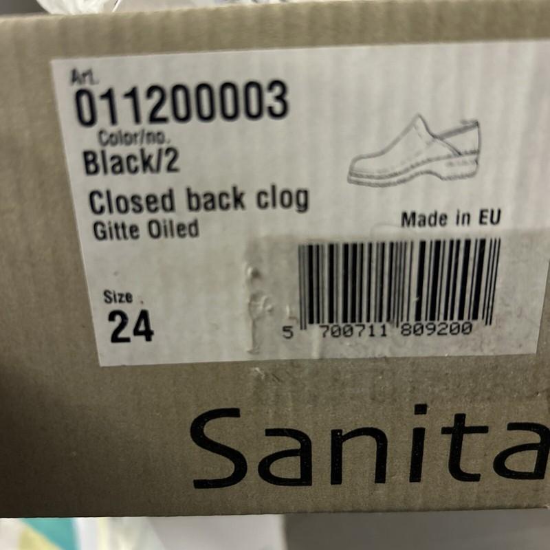 Kids Sanita Closed Back Clog Gitte Oiled Black Size 24