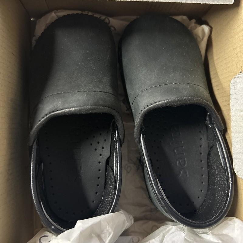 Kids Sanita Closed Back Clog Gitte Oiled Black Size 24