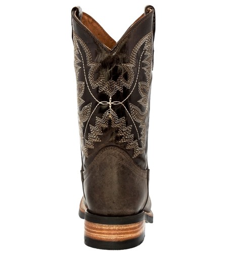 Kids Western Cowboy Boot Plain Smooth Square Brown Leather Size 8 9 11 12 13