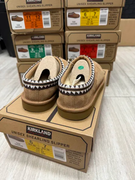Kirkland “Unisex Shearling Slippers” Natural Comfort Genuine Sheepskin (Tan) NEW