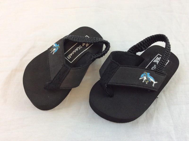 KK Hawaii Toddler Size 3 Flip Flop Black Dolphin Sandals NWOT