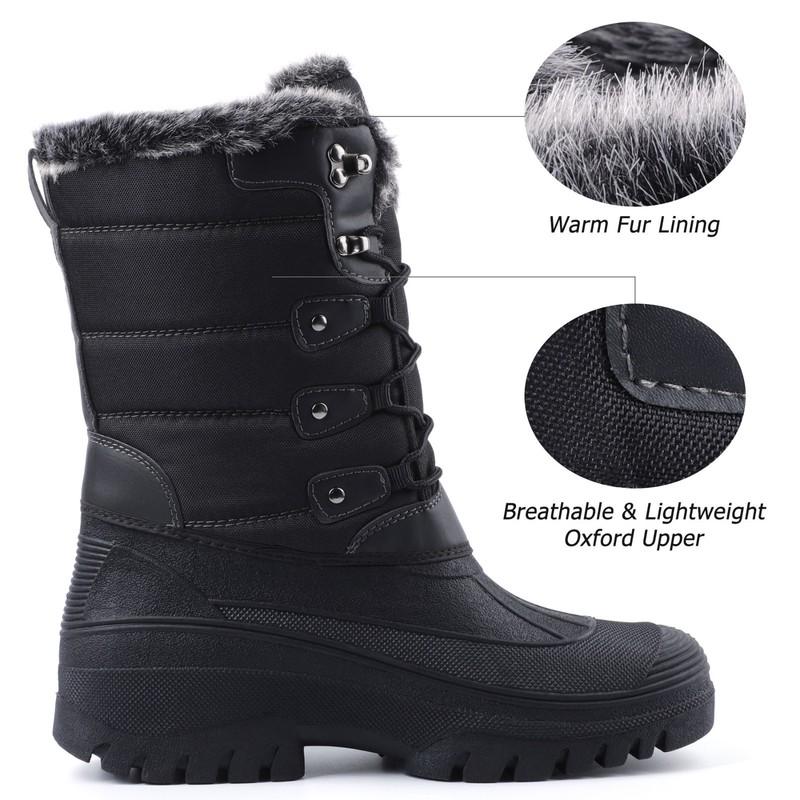Knixmax Women's Winter Snow Boots Waterproof Mid Calf Booties Fur Lined Warm