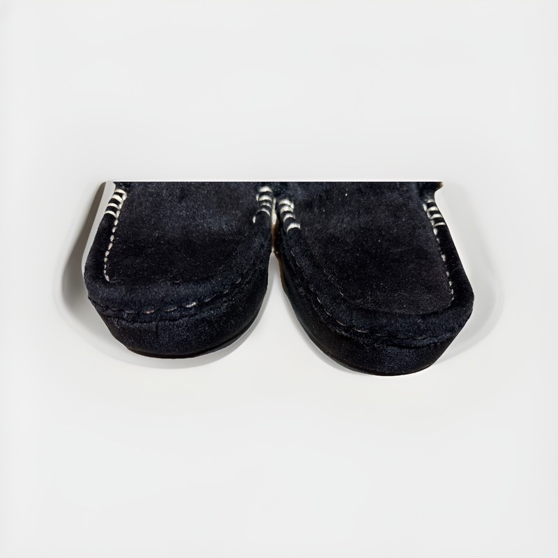Koolaburra By UGG Youth 13 Black Suede Moccasin Slippers Faux Fur Lined Shoes