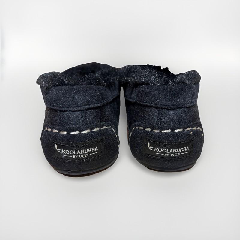 Koolaburra By UGG Youth 13 Black Suede Moccasin Slippers Faux Fur Lined Shoes