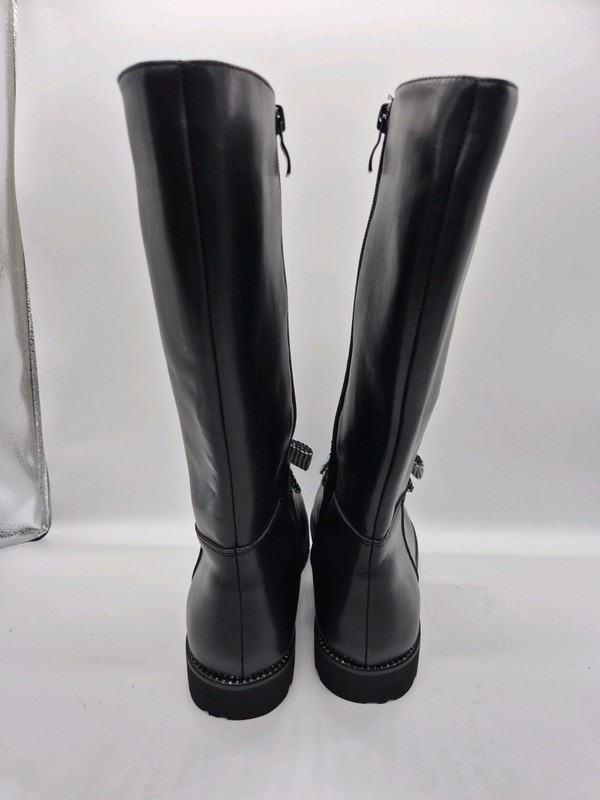 KURT GEIGER Girls Youth Boots Size 2 Kensington High Leather Rhinestone Bow