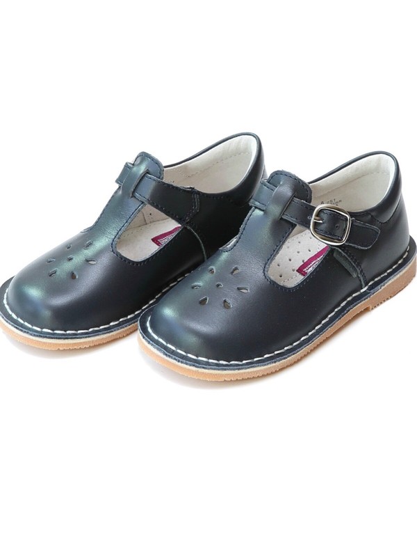 LA’MOUR Joy Classic T-Strap MaryJane Little Girls 9M Navy & Brown Available