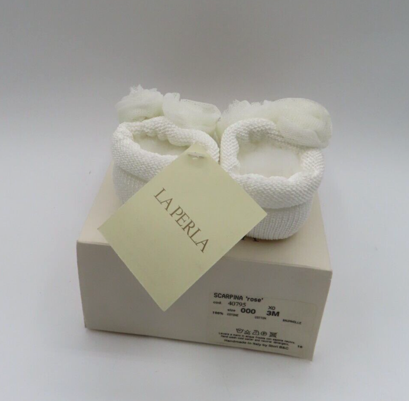 La Perla Scarpina Cot M.R Rose White Cod. 40795 US Size 3 Month