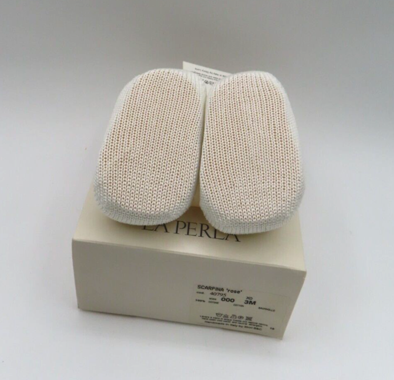 La Perla Scarpina Cot M.R Rose White Cod. 40795 US Size 3 Month