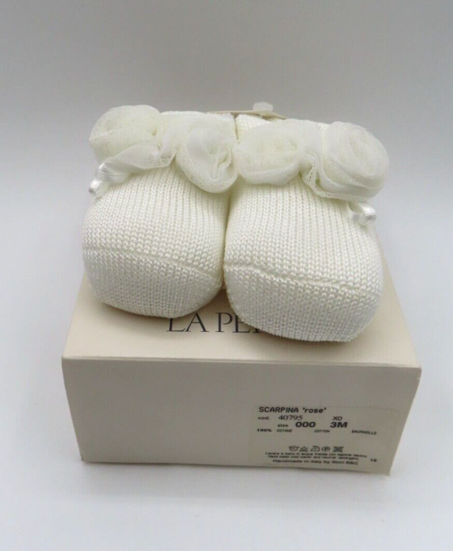 La Perla Scarpina Cot M.R Rose White Cod. 40795 US Size 3 Month