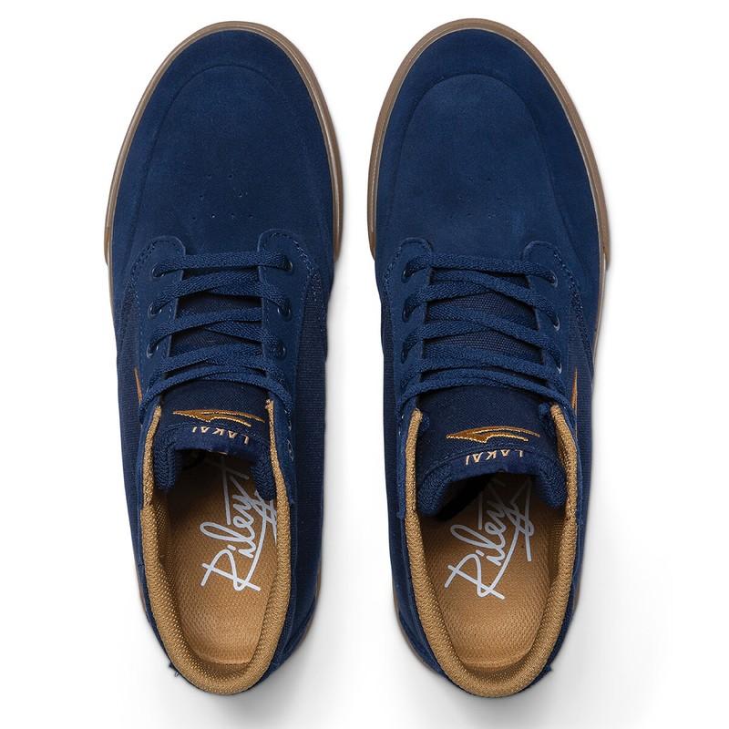 Lakai Skateboard Shoes Riley Hawk 3 High Navy/Gum Suede