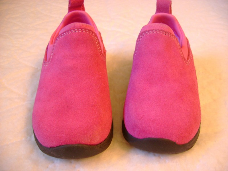 Lands' End Shoes Kids Girls Size 8 HOT PINK Slip On Leather Loafers