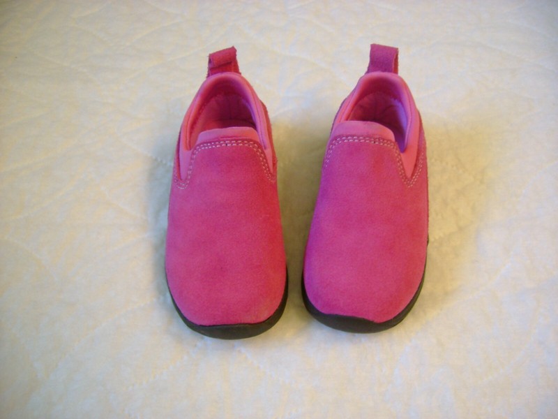 Lands' End Shoes Kids Girls Size 8 HOT PINK Slip On Leather Loafers