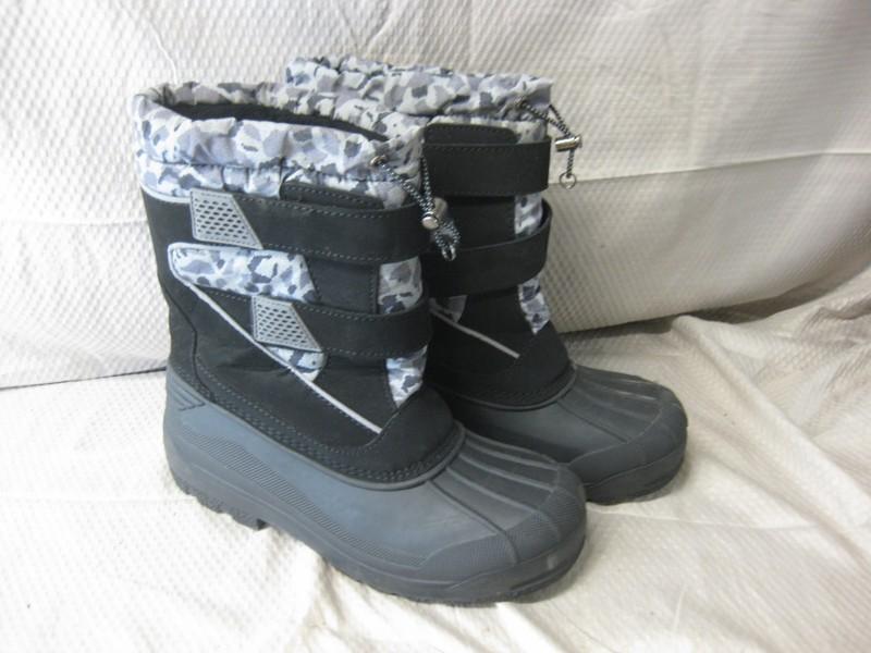 Lands End Snow Plow Boots Winter Insulated Camo Black Boy's Size 7M