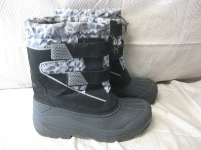 Lands End Snow Plow Boots Winter Insulated Camo Black Boy's Size 7M