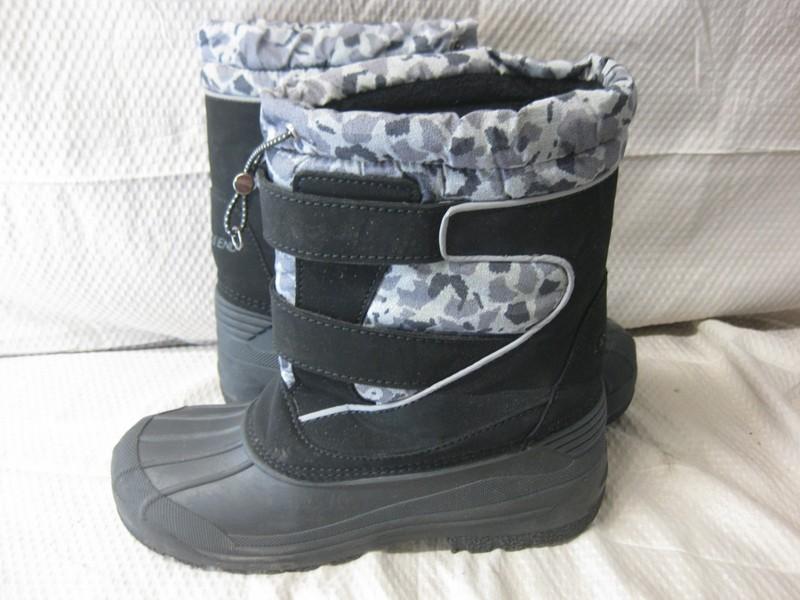 Lands End Snow Plow Boots Winter Insulated Camo Black Boy's Size 7M