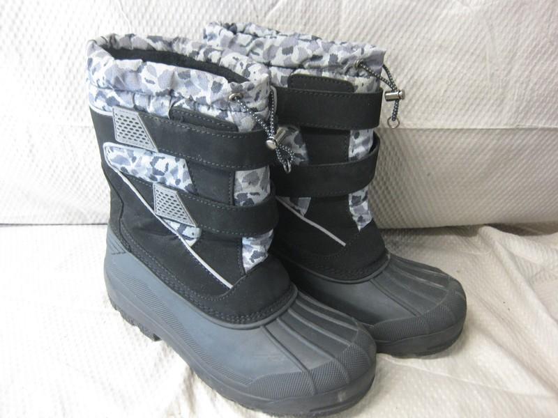 Lands End Snow Plow Boots Winter Insulated Camo Black Boy's Size 7M