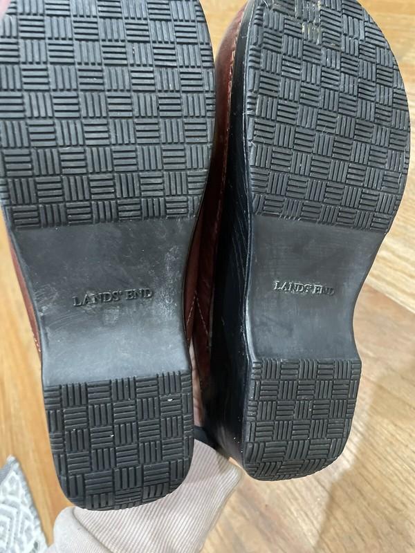Lands End Womens Leather Clogs Mules Shoes SIZE 9B 393340 Slide Ons Y2K Brown