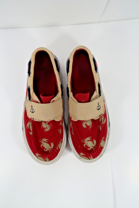 LANDSEND BOYS SIZE 2 CRAB AND ANCHOR SUMMER LOAFERS SHOES
