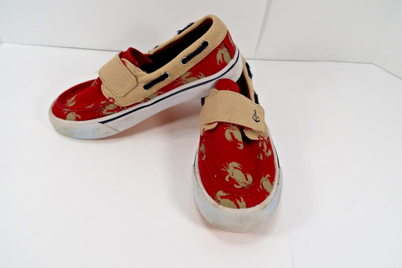LANDSEND BOYS SIZE 2 CRAB AND ANCHOR SUMMER LOAFERS SHOES