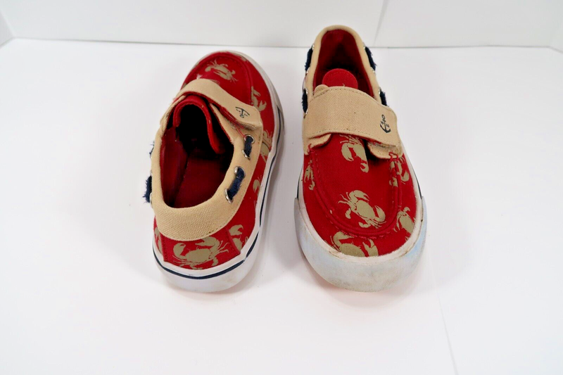 LANDSEND BOYS SIZE 2 CRAB AND ANCHOR SUMMER LOAFERS SHOES