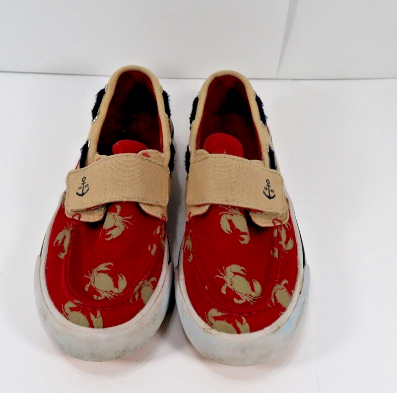 LANDSEND BOYS SIZE 2 CRAB AND ANCHOR SUMMER LOAFERS SHOES