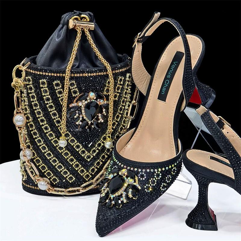 Latest Design Italian Shoes And Bag Set Sandals With Matching Bag Party Shoes