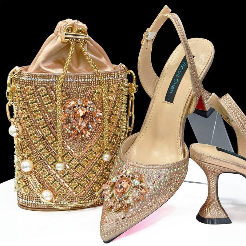 Latest Design Italian Shoes And Bag Set Sandals With Matching Bag Party Shoes