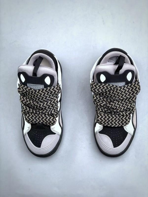 Leather Curb Black Grey Unisex Fashion Street Board Shoes Casual Sneakers
