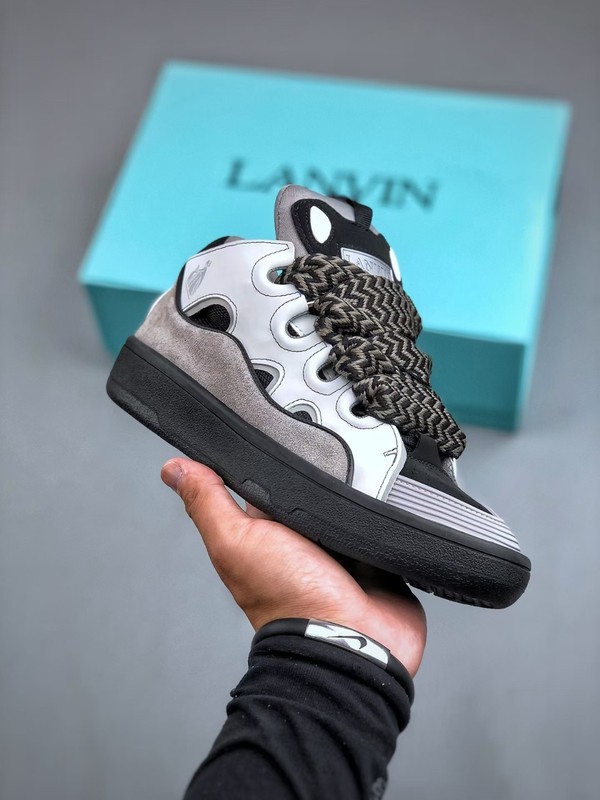 Leather Curb Black Grey Unisex Fashion Street Board Shoes Casual Sneakers
