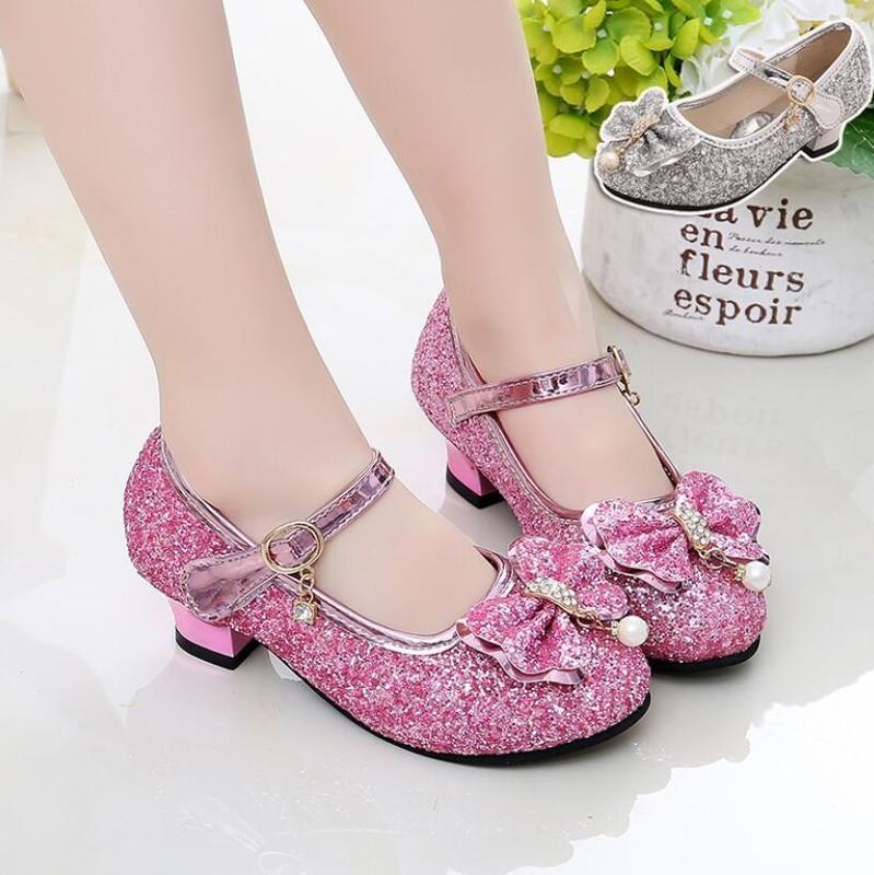 Leather Shoes Girls Wedding Dress Shoes Bowtie Dance Shoes Girls Flat Sandals