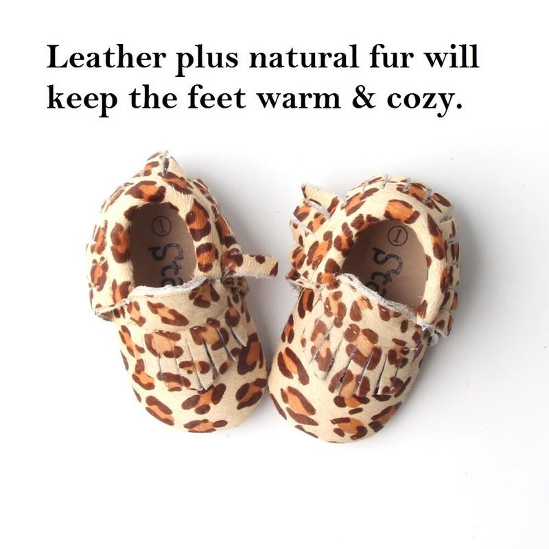 Leopard Baby Moccasins Leather Baby Shoes Toddler Shoes Loafers Multi-Color