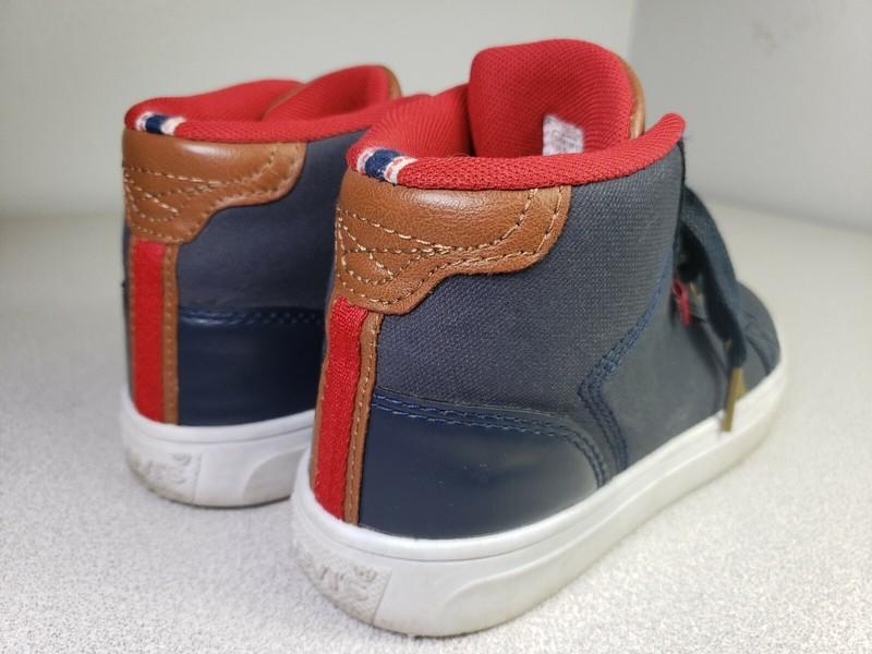 LEVI'S Youth Size 2.5 Navy Blue Red Brown Lace Up Ankle High Shoes Sneaker