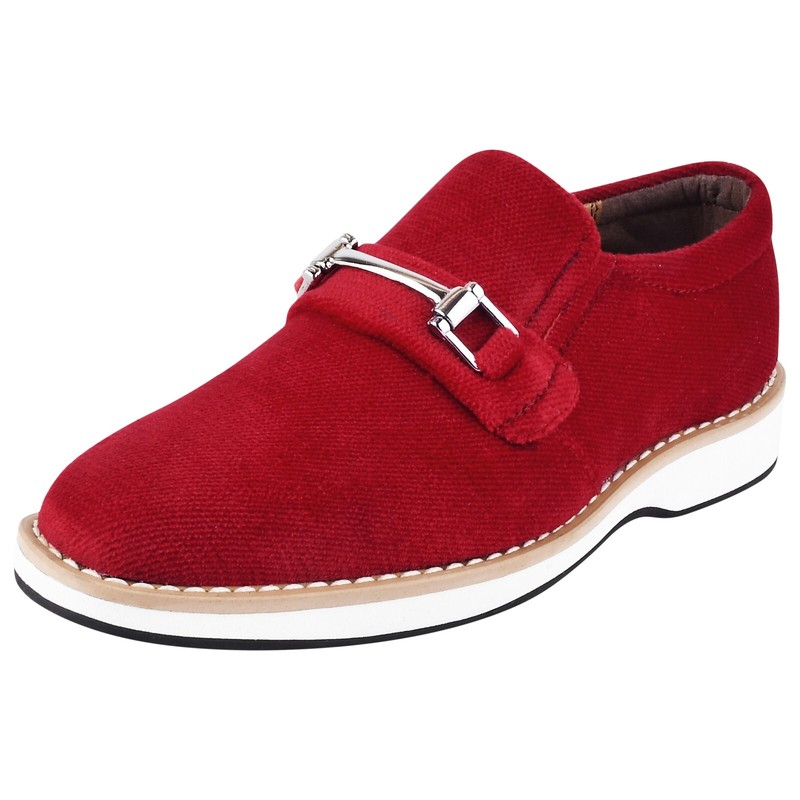 LIBERTYZENO Velvet Casual Buckle Style Slip On Tuxedo Shoes For Kids- Boys