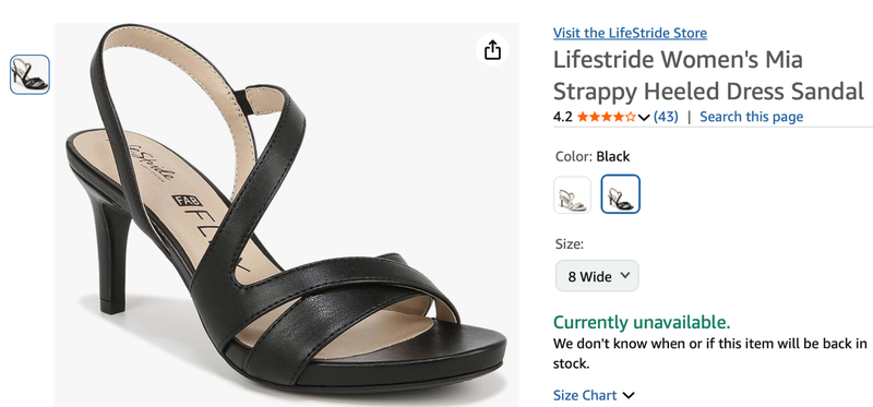 Lifestride Women's Mia Strappy Heeled Dress Sandal - Size 6.5