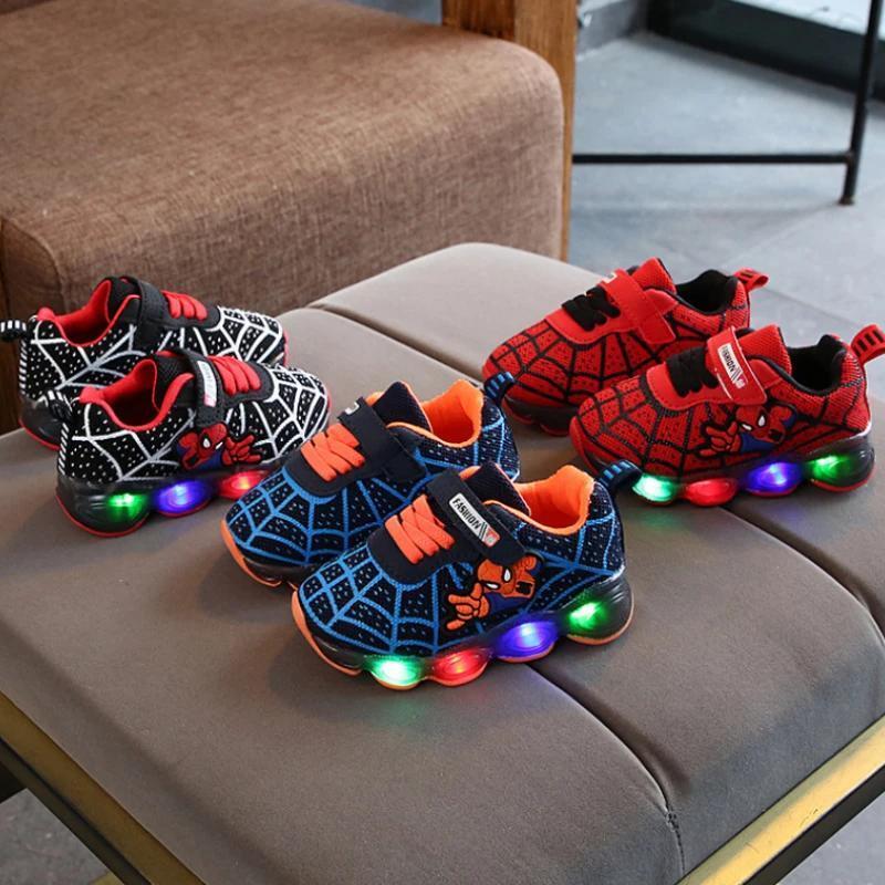 Lights Spiderman LED Sneakers Sport Light Shoes Kids Shoes