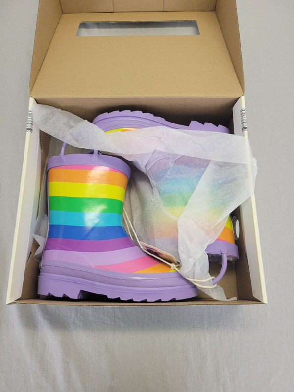 Lily And Dan L&D Girls Rainboots Rainbow Color Size 11/12 NIB Purple Faux Fur
