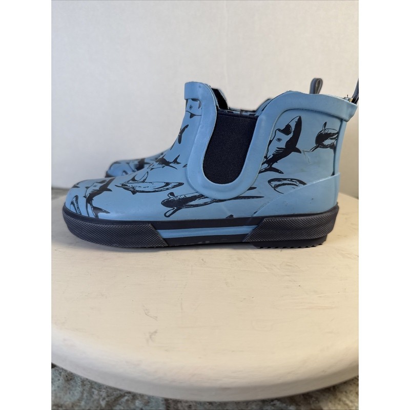 Lily & Dan Boys Ankle Rubber Boots Size 13 / 1 Blue Shark Pattern