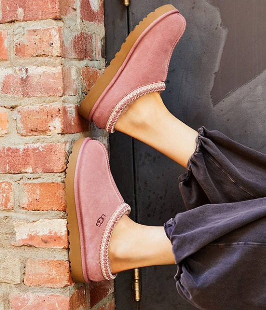 Limited Stock UGG Tasman II Suede Signature Logo Detail Slippers - Pink Dawn NEW