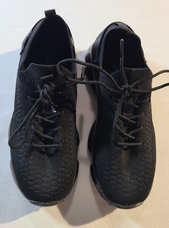 Link Kids Black Casual Breathable Lace-Up Mesh Sneakers Size 2