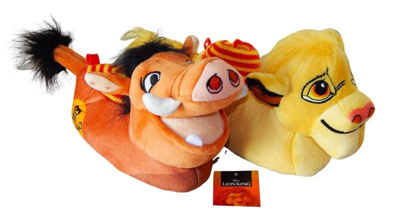 LION KING SIMBA & PUMBAA DISNEY Slippers Rubber Bottom Sizes 9-10 or 11-12 NWT