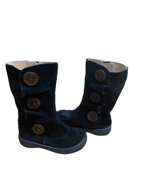 Livie & Luca Boots TODDLERS Size 5 Black Suede Leather Rubber Sole Zip Fall
