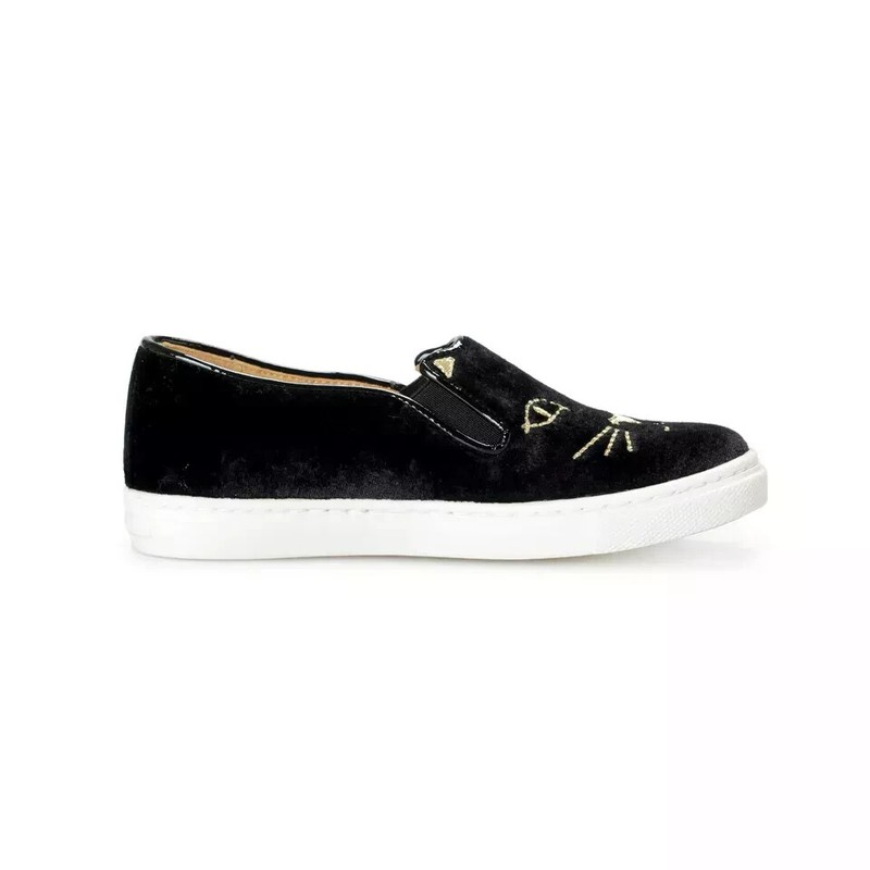 Loafers Shoes Charlotte Olympia Girls "INCY COOL CATS" Black Velvet Leather