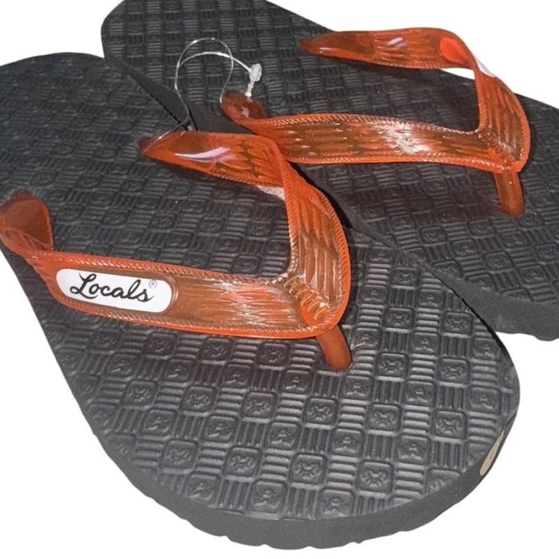 Locals Shoes Youth Size 9 Black Red Rubber Flip Flops Sandals Hawaii Beach