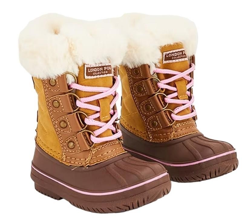 London Fog Toddler Girls' Suede Snow Commander Faux-Fur Lined Brown Boots: 7-12