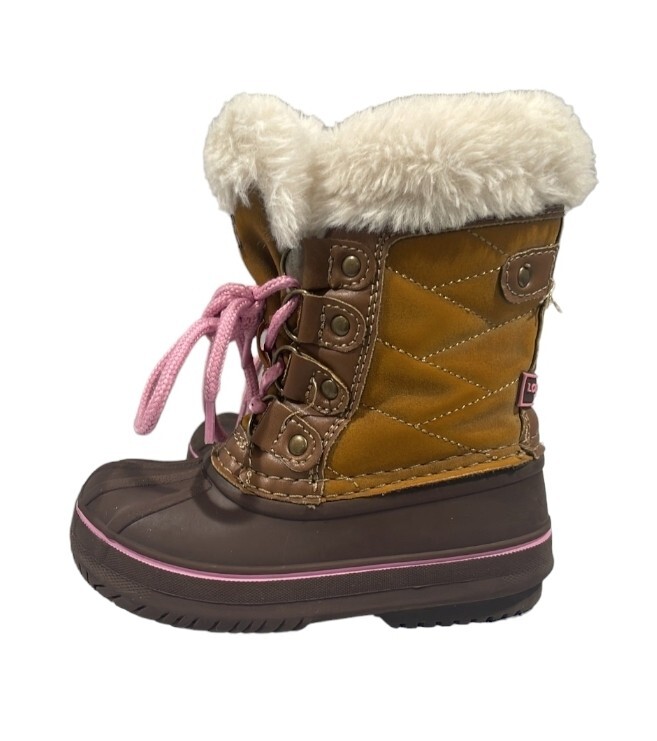 London Fog Toddler Girls' Suede Snow Commander Faux-Fur Lined Brown Boots: 7-12