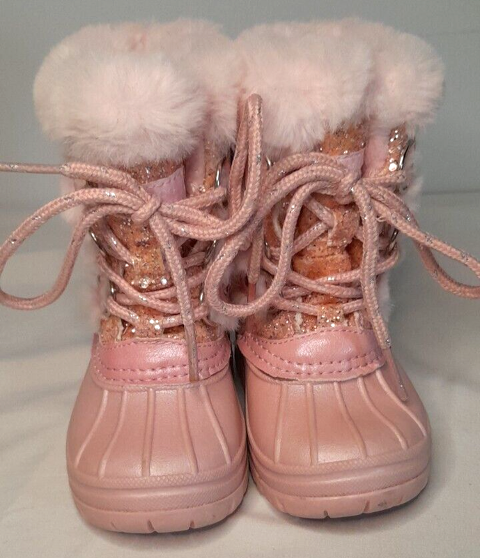 London Fog Winter Boot Pink Faux Fur Glitter Child's Size 5