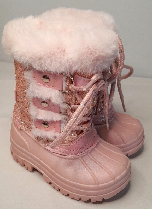 London Fog Winter boot Pink Faux Fur Glitter Child's Size 5