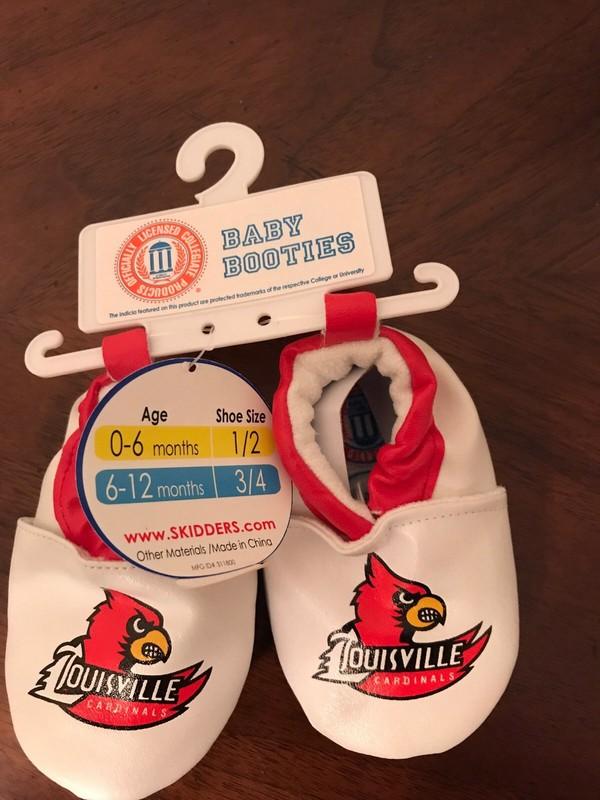 Lousiville Cardinals Infant Baby Booties Shoes Boy/Girl Size 6-12 Months