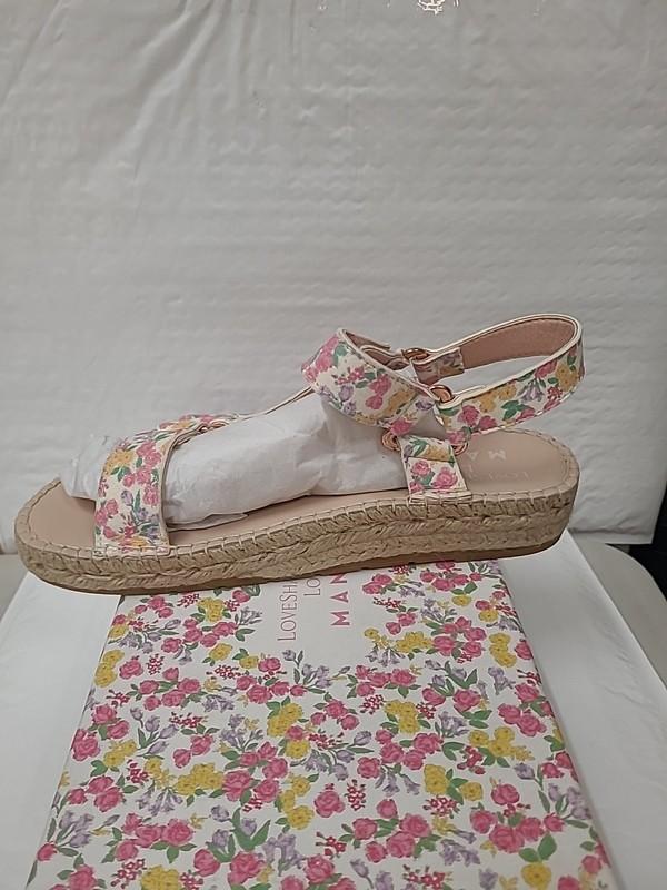 LOVESHACKFANCY MANEBI Floral Leather Espadrille Sandals Fruity Punch 37 (6.5US)
