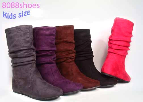 Lucky Top Girl's Kid's Cute Zipper Mid Calf Slouchy Flat Boot Shoes Size 9 - 4